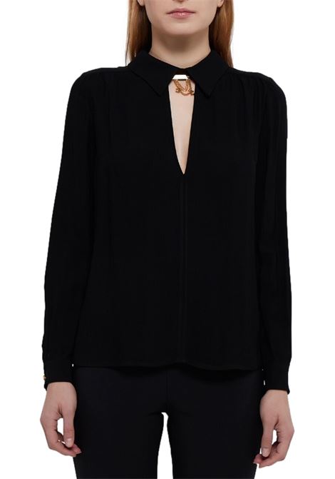 VISCOSE GEORGETTE SHIRT WITH COLLAR ACCESSORY  ELISABETTA FRANCHI | shirts | CA01441E2110